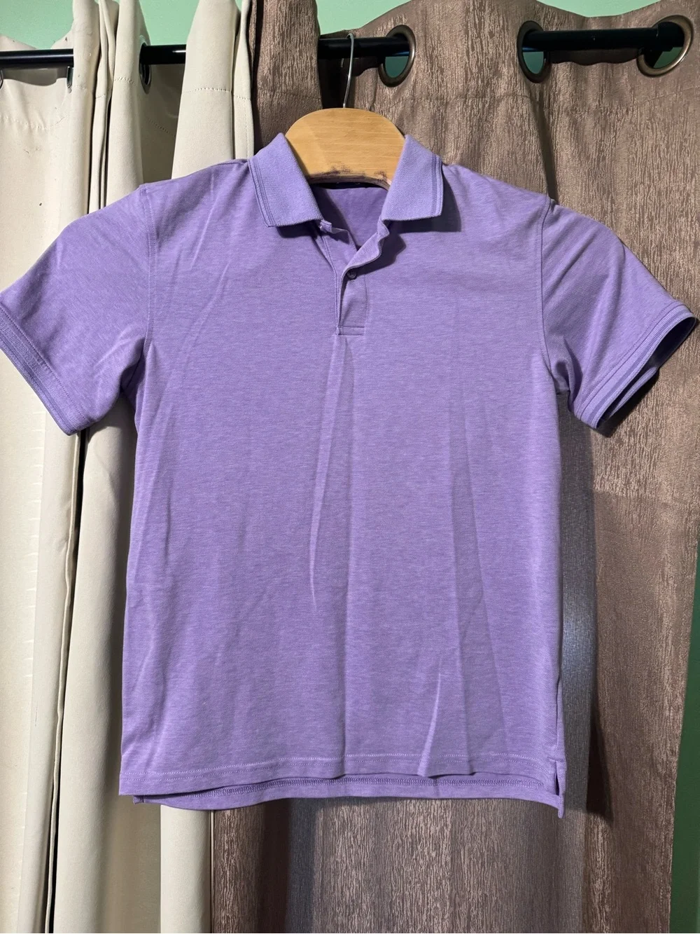 Members Mark Polo Shirt Adult Small Purple Logo Rugby Casual Mens Stretch Pique